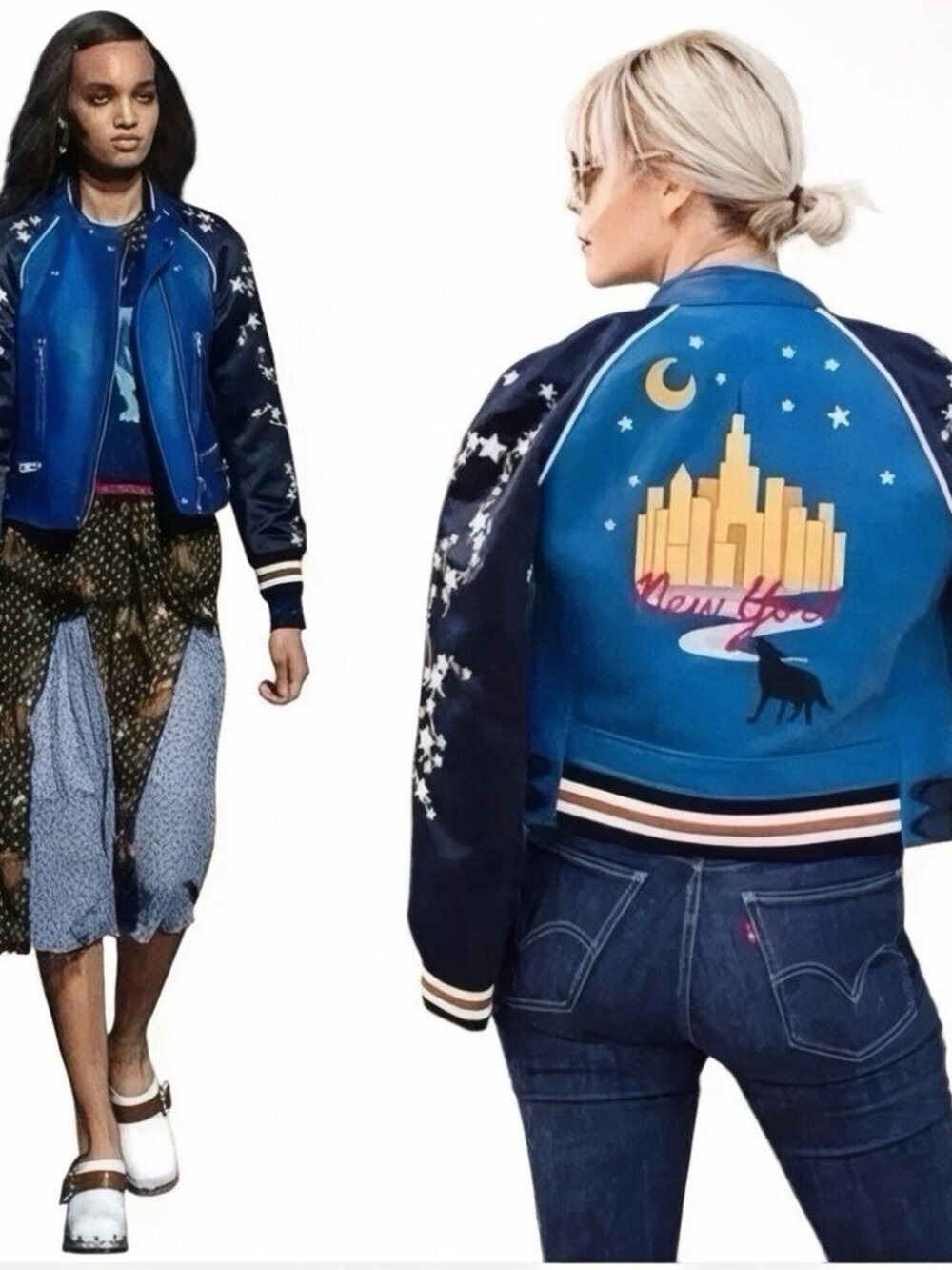 Coach 1941 Cityscape Lamb Leather Jacket Star Sleeve Blue 2